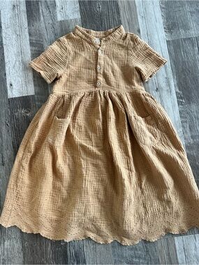 brown corduroy dress toddler Girls Caramel Corduroy Cross-back Jumper Dress